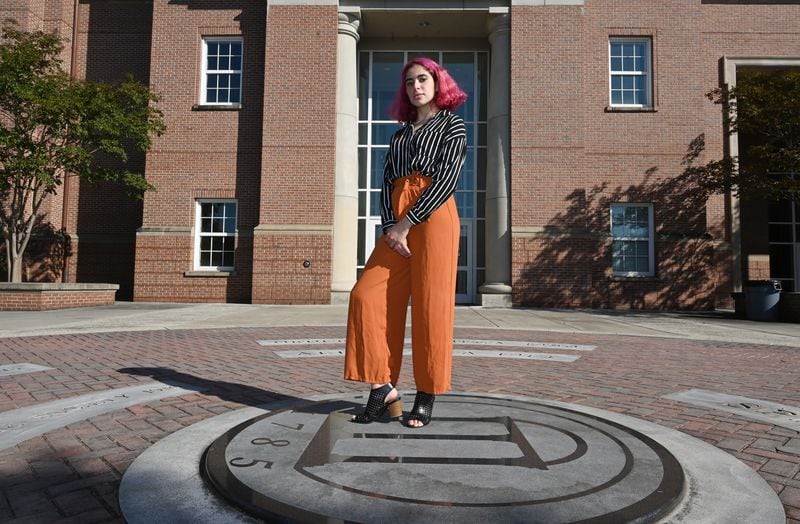 October 16, 2020 Athens - Portrait of Yara Manasrah, first year student, on University of Georgia campus in Athens on Friday, October 16, 2020. (Hyosub Shin / Hyosub.Shin@ajc.com)