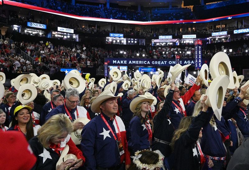 Texas delegates stand out in the crowd at the Republican National Convention in Milwaukee.