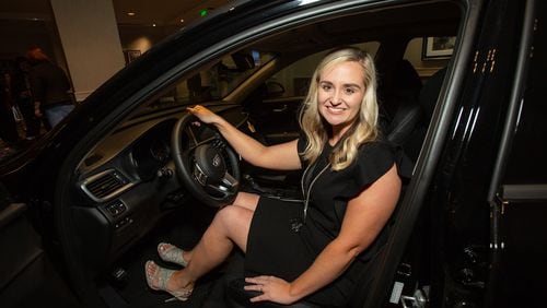 Heather Williamson is the 2019 Technical College System of Georgia’s recipient of its Georgia Occupational Award of Leadership. She received the program’s grand prize: program’s grand prize: a new, made-in-Georgia 2019 KIA Optima, courtesy of KIA Motors Manufacturing Georgia and delivered by Ed Voyles KIA of Chamblee. PHOTO CREDIT: TECHNICAL COLLEGE SYSTEM OF GEORGIA.