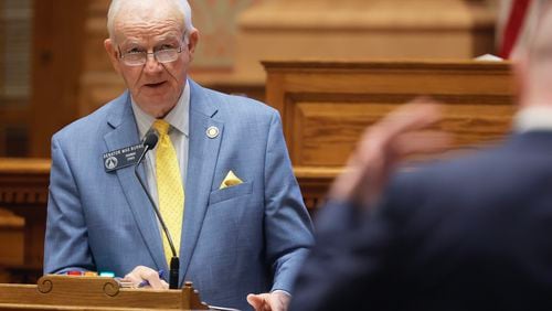 Sen. Max Burns (R-Sylvania) talks about SB 222 on day 27 of the legislative session at the State Capitol on Thursday, March 2, 2023. (Natrice Miller/natrice.miller@ajc.com) 