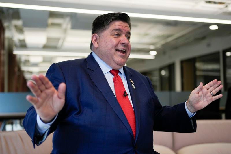 Illinois Gov. JB Pritzker speaks during an interview in Chicago, on Friday, Aug. 16, 2024. (AP Photo/Erin Hooley)