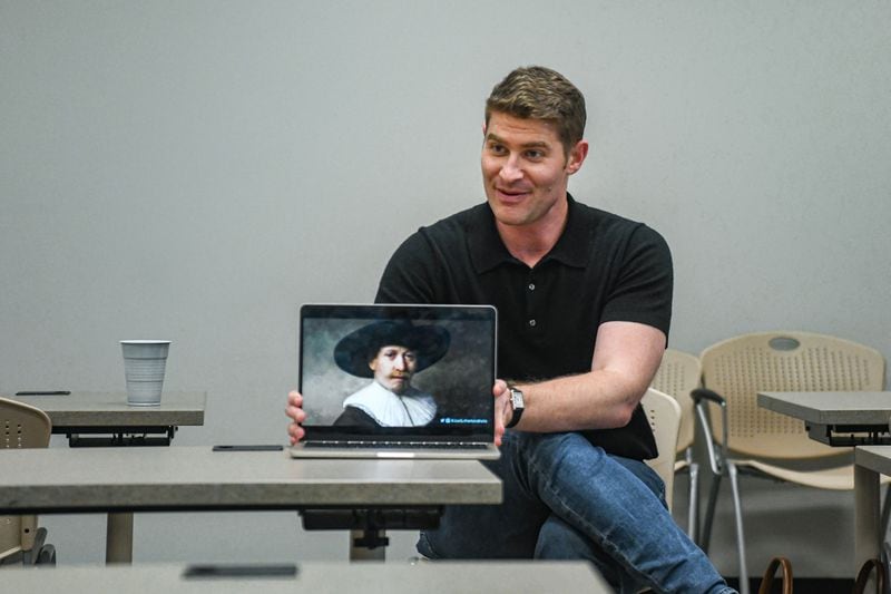 Joe Sutherland, founding director of Emory University's Center for AI Learning, leads a free summer educational class in McDonough on Tuesday, July 2, 2024.  (Ziyu Julian Zhu / AJC)