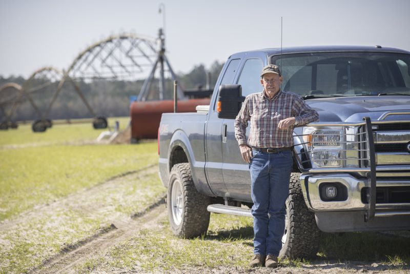 BROOKLET, GA- FEBRUARY 21, 2024: Ray Davis, a Bulloch County farmer, stands near one of his wells and pivots that irrigate part of his 1,100 acres, Wednesday, Feb. 21, 2024, Brooklet, Ga. Davis is concerned about a plan to pump groundwater to supply Hyundai's Metaplant EV factory will compromise local freshwater wells, and saddle taxpayers with higher water rates to pay for the project. (AJC Photo/Stephen B. Morton)