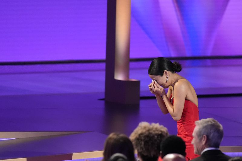 Anna Sawai accepts the award for outstanding lead actress in a drama series for "Shogun" during the 76th Primetime Emmy Awards on Sunday, Sept. 15, 2024, at the Peacock Theater in Los Angeles. (AP Photo/Chris Pizzello)