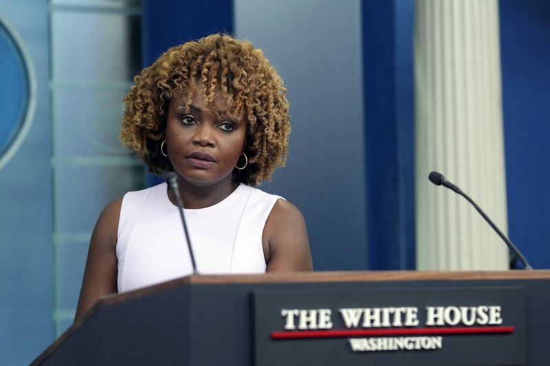 White House press secretary Karine Jean-Pierre listens to a question during the daily briefing at the White House in Washington, Tuesday, July 2, 2024. (AP Photo/Susan Walsh)