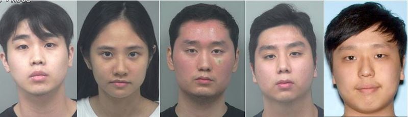 Gawon Lee (from left), Hyunji Lee, Joonho Lee, Joonhyun Lee and Eric Hyun have all been charged with murder, according to police.