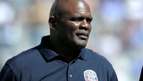 FILE - In this Sept. 20, 2015, photo, former New York Giants' Lawrence Taylor looks on during a 25 year anniversary Super Bowl celebration at halftime of an NFL football game against the Atlanta Falcons in East Rutherford, N.J. Taylor turned himself in at the Broward County Jail in Florida on Wednesday, July 18, 2024 and was released on bail. The reason was his failure to report a residence change as a registered sex offender, the Pembroke Pines Police Department said. (AP Photo/Bill Kostroun, File)