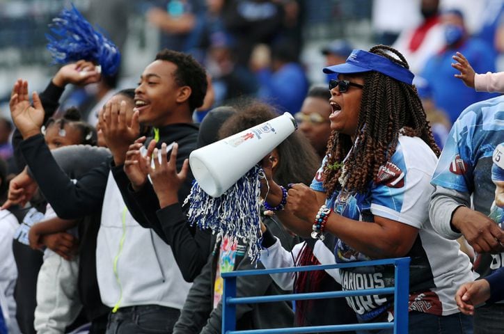 ATLANTA, GA - NOVEMBER 28: The GSU Panthers face the fans after winning the  last home game of the year during the college football game between the  Georgia State Panthers and the