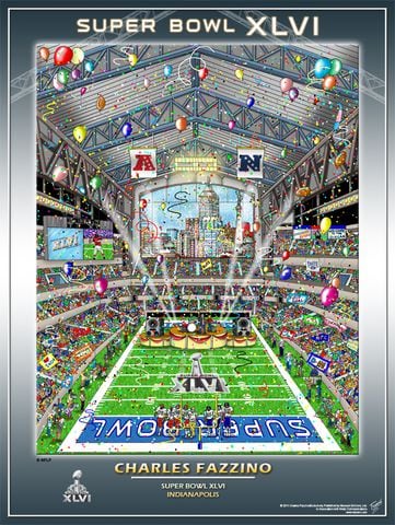 Super Bowl XLIV 18 x 24 Poster Print Designed by Charles Fazzino