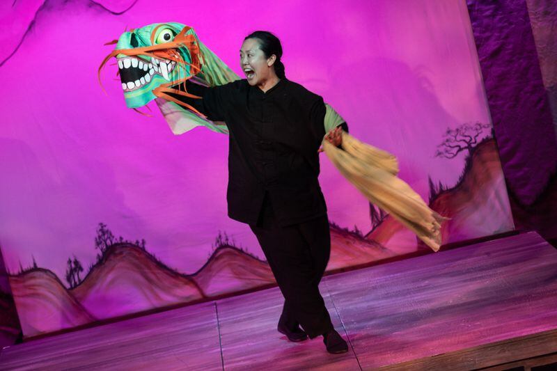 
Charlene Hong White performs in a show highlighted by beautifully designed masks, courtesy of designer Mike Hickey, Naomi B. Smith’s prop design and Sophie Hansuh Im’s set design.