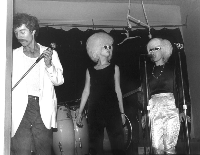 From left, Fred Schneider, Cindy Wilson and Kate Pierson of The B-52s perform at their 1977 debut in Athens. Photo: Courtesy of Kelly Bugden and Keith Bennett. 