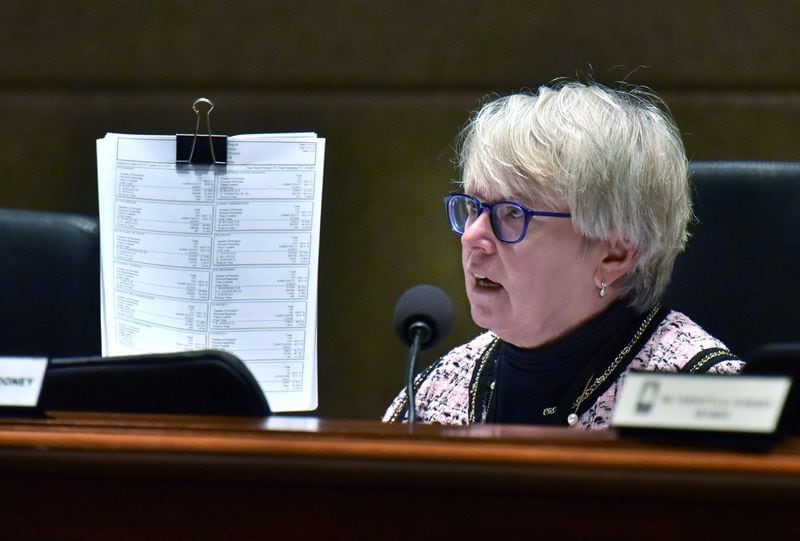 In this file photo, Fulton County Board of Registration and Elections Chairwoman Mary Carole Cooney speaks. HYOSUB SHIN / HSHIN@AJC.COM