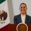 FILE - Mexican President Claudia Sheinbaum gives a media briefing from the National Palace in Mexico City, Oct. 2, 2024, the morning after her inauguration. (AP Photo/Fernando Llano, File)