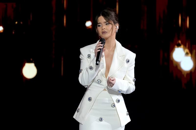 Maren Morris performs during the Democratic National Convention, Wednesday, Aug. 21, 2024, in Chicago. (AP Photo/J. Scott Applewhite)