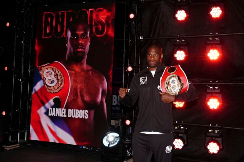 British boxer Daniel Dubois arrives at the Odeon Luxe Leicester Square, London, Tuesday Sept.17, 2024. (Bradley Collyer/PA via AP)