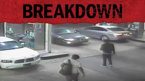 Surveillance video captures two men as the approach a Pontiac Bonneville at a Valero station in northwest Atlanta in April 2016. The man on the right was Quincy Wytche, who would be shot dead a few minutes later. On the left, police say, is Nicholas Benton, who was later charged with killing Wytche and a second man.