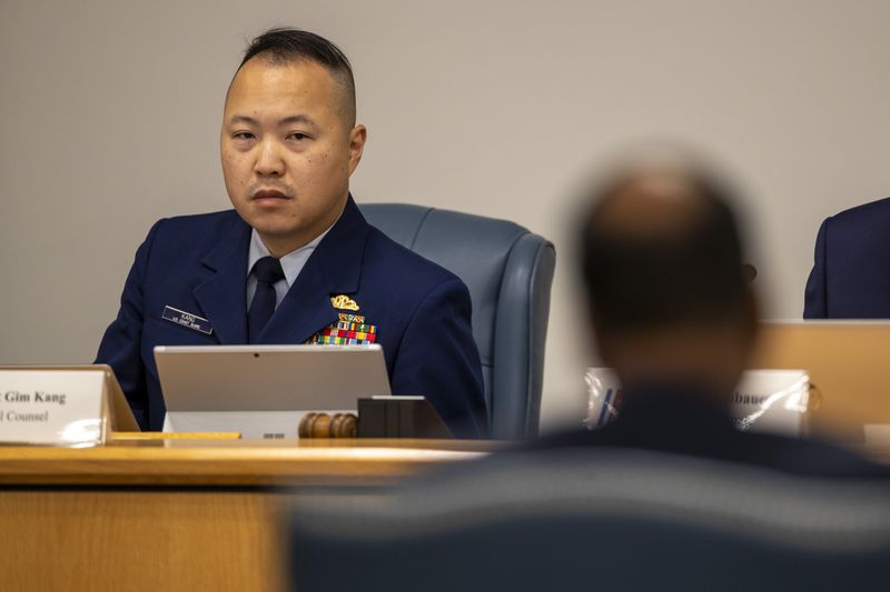 Gim Kang, special counsel for the Coast Guard's Titan Submersible Marine Board of Investigation, listens during the formal hearing inside the Charleston County Council Chambers, Monday, Sept. 23, 2024, in North Charleston, S.C. (Laura Bilson/The Post And Courier via AP, Pool)