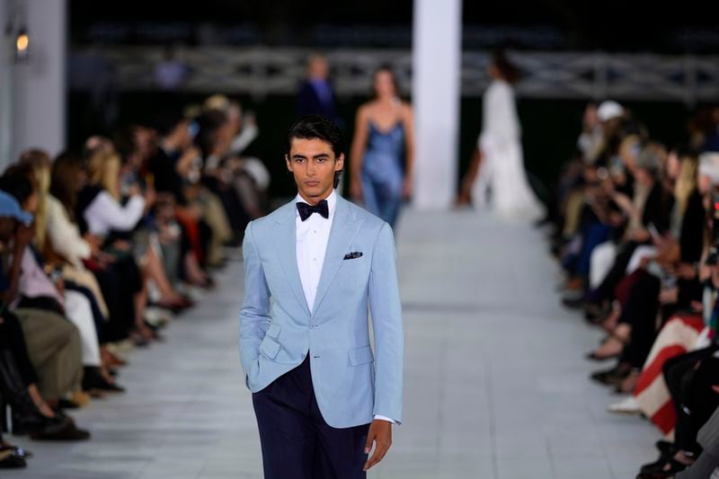 Models walk the runway during the Ralph Lauren Spring/Summer 2025 fashion show as part of New York Fashion Week on Thursday, Sept. 5, 2024, at Khalily Stables in Bridgehampton, N.Y. (Photo by Charles Sykes/Invision/AP)