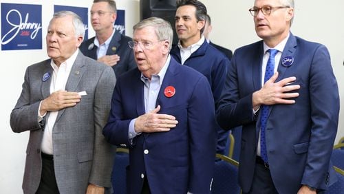 Donald Trump’s successful run for president has shaken up the field of contenders to succeed Gov. Nathan Deal, far left. Among those seen jockeying for position for the 2018 race is Lt. Gov. Casey Cagle, far right. Other potential contenders are, on the Republican side, Secretary of State Brian Kemp, U.S. Rep. Tom Price, U.S. Sen. David Perdue, ex-Gov. Sonny Perdue, and former U.S. Reps. Lynn Westmoreland and Jack Kingston. But some of them may opt to either stay in Washington or move to jobs in the nation’s capital as part of the Trump administration. Potential Democratic candidates include former state Sen. Jason Carter, the party’s 2014 nominee, and House Minority Leader Stacey Abrams. BOB ANDRES /BANDRES@AJC.COM