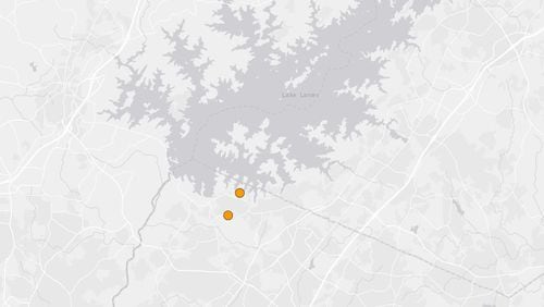 Two earthquakes were reported near Lake Lanier on Thursday night into Friday morning. Thursday's was a 2.5-magnitude quake, while Friday's was a 2.1.