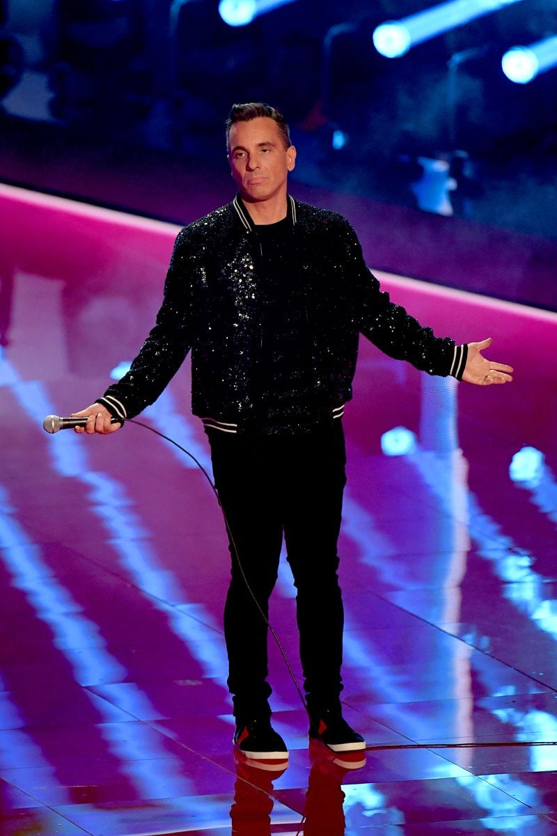 NEWARK, NEW JERSEY - AUGUST 26: Sebastian Maniscalco speaks onstage during the 2019 MTV Video Music Awards at Prudential Center on August 26, 2019 in Newark, New Jersey. (Photo by Mike Coppola/Getty Images for MTV)