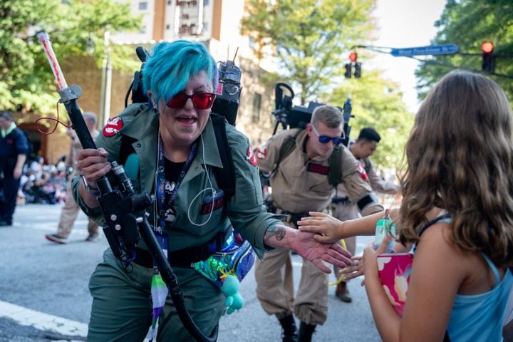 Thousands lined up along Peachtree Street Saturday morning for the annual Dragon Con parade.