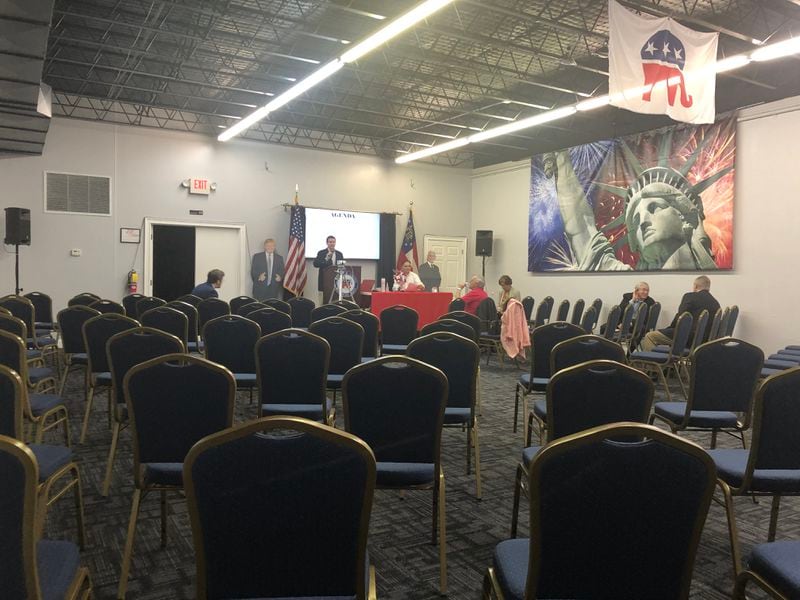 A handful of activists attend the Cobb GOP meeting amid a coronavirus pandemic.
