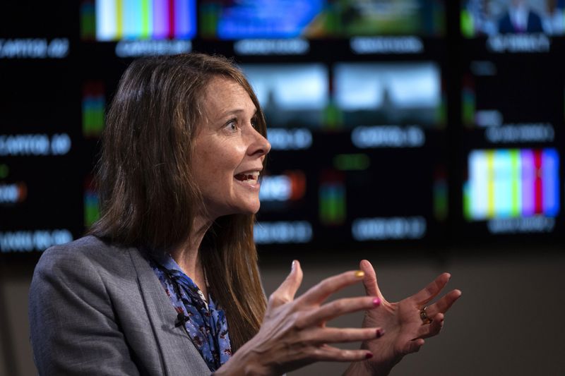 Director of the U.S. Cybersecurity and Infrastructure Security Agency (CISA) Jen Easterly speaks to The Associated Press in Washington, Wednesday, Oct. 2, 2024. (AP Photo/Ben Curtis)