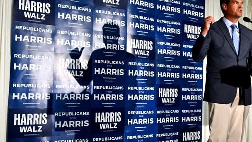 Geoff Duncan, a former lieutenant governor of Georgia, speaks on Sept. 24 at the Republicans for Harris event in Lancaster County, Pennsylvania. (Tom Gralish/The Philadelphia Inquirer/TNS)