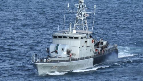 This undated photo provided by The Royal Malaysian Navy shows the country’s fast attack naval ship, KD Pendekar. (The Royal Malaysian Navy via AP)