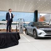 Andrew Cornelia, President & CEO Mercedes-Benz High-Power Charging North America, speaks to guests and media members during unveiling the first station charger in North America on Wednesday, Nov. 15, 2023.
Miguel Martinez /miguel.martinezjimenez@ajc.com