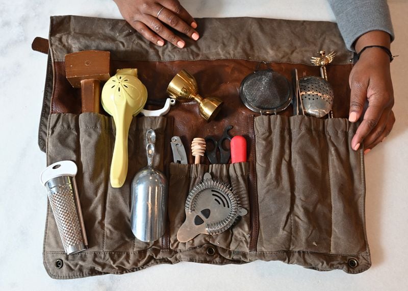 Tools of the trade for mixologist Tiffanie Barriere. (Hyosub Shin / Hyosub.Shin@ajc.com)