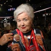 Nancy Burton, delegate from Walker County, is on the floor during the final day of 2024 Republican National Convention, Thursday, July 18, 2024, in downtown Milwaukee, WI. (Hyosub Shin / AJC)