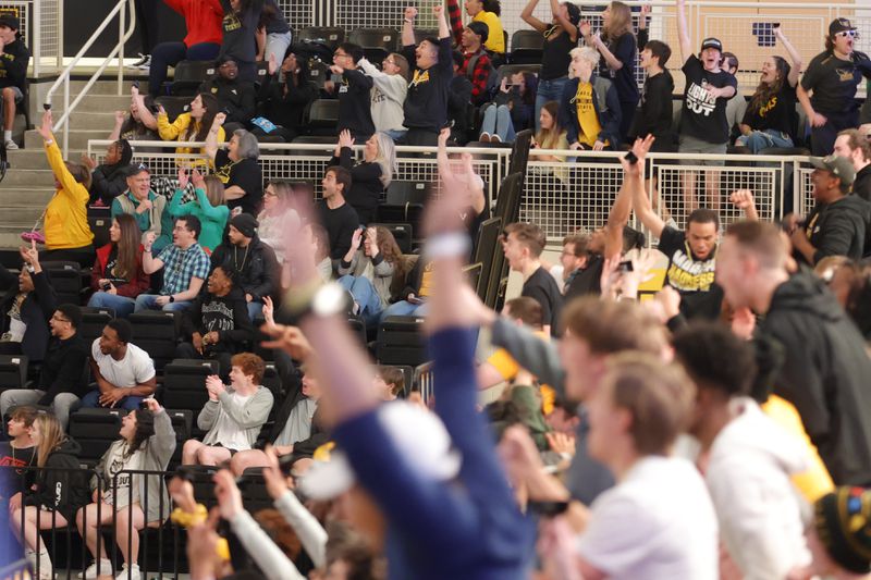 Kennesaw State students, faculty and fans gather at the KSU Convocation Center  to watch the basketball team appear in their first NCAA tournament on Friday, March 17, 2023.  (Natrice Miller/ natrice.miller@ajc.com)