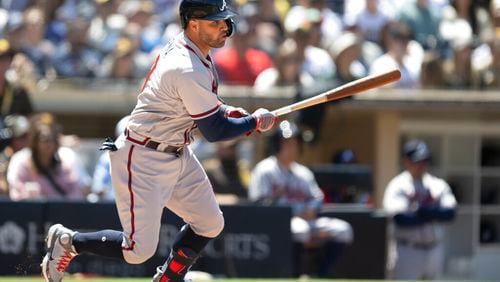 Braves catcher Manny Pina will undergo wrist surgery and miss the rest of the season. (AP Photo/Kyusung Gong)