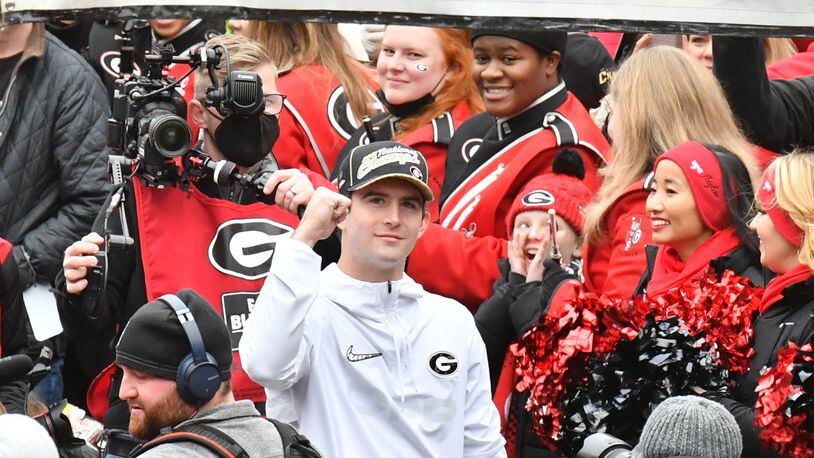 Georgia Bulldog QB Stetson Bennett Throws First Pitch For Atlanta