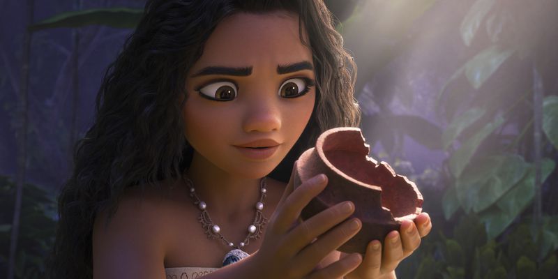 This image released by Disney shows Moana, voiced by Auli'i Cravalho, in a scene from "Moana 2." (Disney via AP)