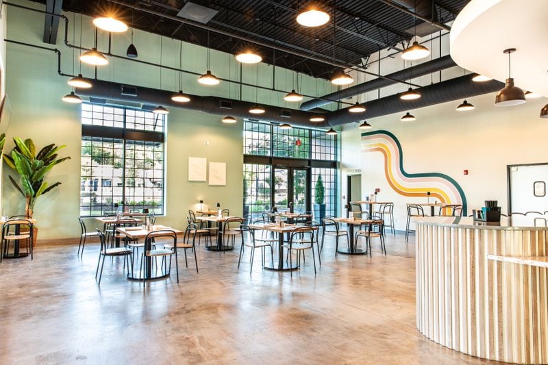 Off Leash dog park in Alpharetta includes an indoor restaurant for humans only (pictured) as well as a dog-friendly patio. / Bites and Bevs | Madelynne Grace