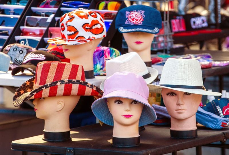 Hats for sale sit on display during the Sweet Auburn Music Festival. (Photo: Steve Schaefer for The Atlanta Journal-Constitution)