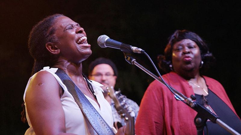 Ruthie Foster (from left), Diunna Greenleaf and Matt Underwood in a scene from the documentary "Invisible: Gay Women in Southern Music." (Courtesy of Out on Film)