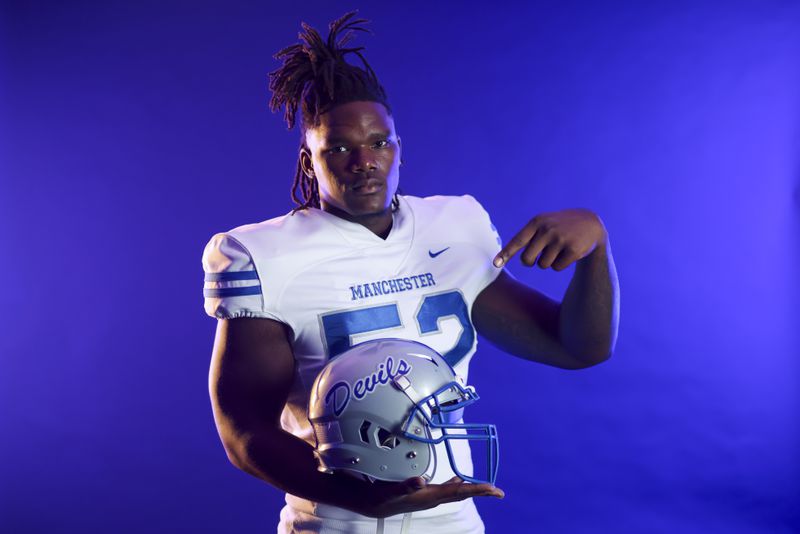 2024 AJC Super 11 Manchester defensive lineman Justus Terry at Manchester High School, Friday, August 2, 2024, in Manchester, Ga. Terry is 5-star defensive lineman in the class of 2025 and is uncommitted. (Jason Getz / AJC)
