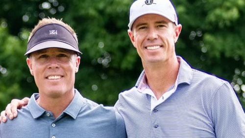 Falcons quarterbacking great Matt Ryan (right) poses for a photo with his older brother, Mike. The two brothers, Ryan said, are "as close as you can be." Ryan will be inducted into the Falcons' ring of honor Oct. 3, 2024 at halftime of the team's game against the New Orleans Saints. (Photo courtesy Matt Ryan)