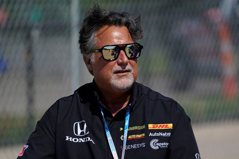 FILE - Team owner Michael Andretti looks on during practice for the IndyCar Detroit Grand Prix auto racing doubleheader on Belle Isle in Detroit, June 11, 2021. (AP Photo/Paul Sancya, File)