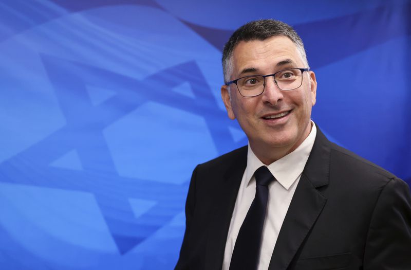 FILE - Israeli Minister of Justice Gideon Saar arrives for the weekly cabinet meeting in Jerusalem, Sunday, June 20, 2021. (Emmanuel Dunand/Pool Photo via AP, File)