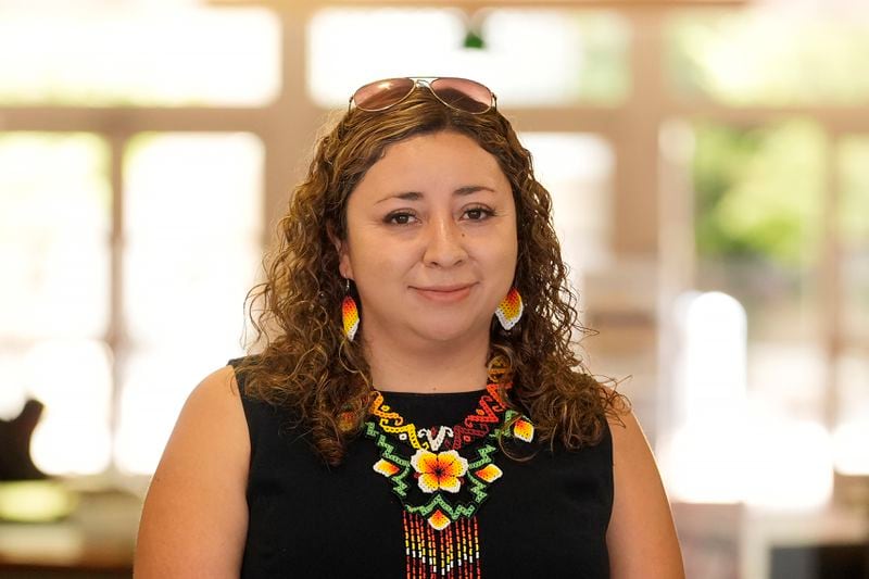 Melissa Camacho poses for photos at the City College of San Francisco's Mission Center in San Francisco, Thursday, Aug. 8, 2024. (AP Photo/Jeff Chiu)