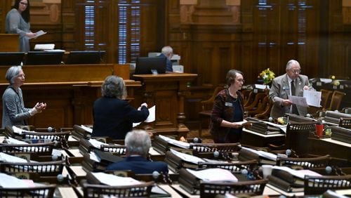 March12, 2020 Atlanta - Staff members prepare for Crossover day at the Georgia State Capitol on Thursday, March 11, 2020. (Hyosub Shin / Hyosub.Shin@ajc.com)