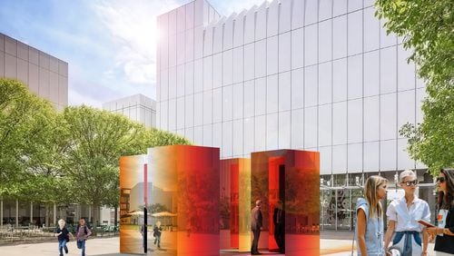 "Panorama" (2024) by Rotterdam-based Studio Sabine Marcelis is a new installation on the Woodruff Arts Center’s Carroll Slater Sifly Piazza.