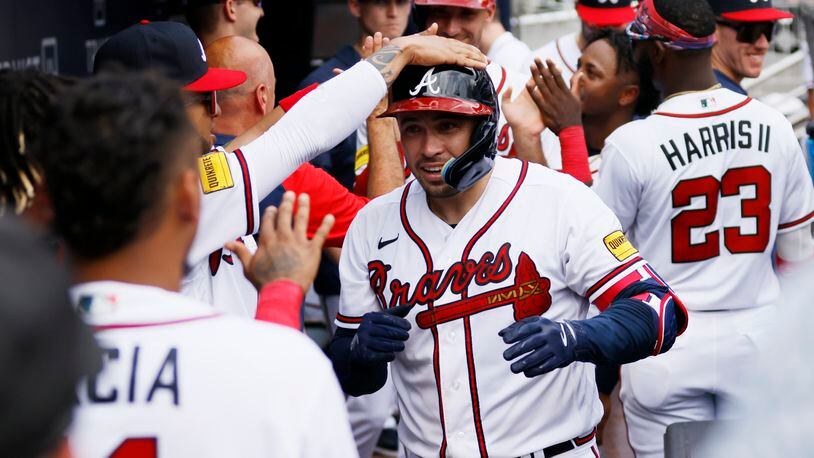 ATLANTA, GA - JULY 04: Atlanta Braves catcher Travis d'Arnaud (16