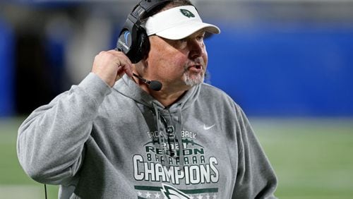 December 11, 2021 - Atlanta, Ga: Collins Hill head coach Lenny Gregory is shown on the sideline during their game against Milton in the Class 7A state title football game at Georgia State Center Parc Stadium Saturday, December 11, 2021, Atlanta. JASON GETZ FOR THE ATLANTA JOURNAL-CONSTITUTION



