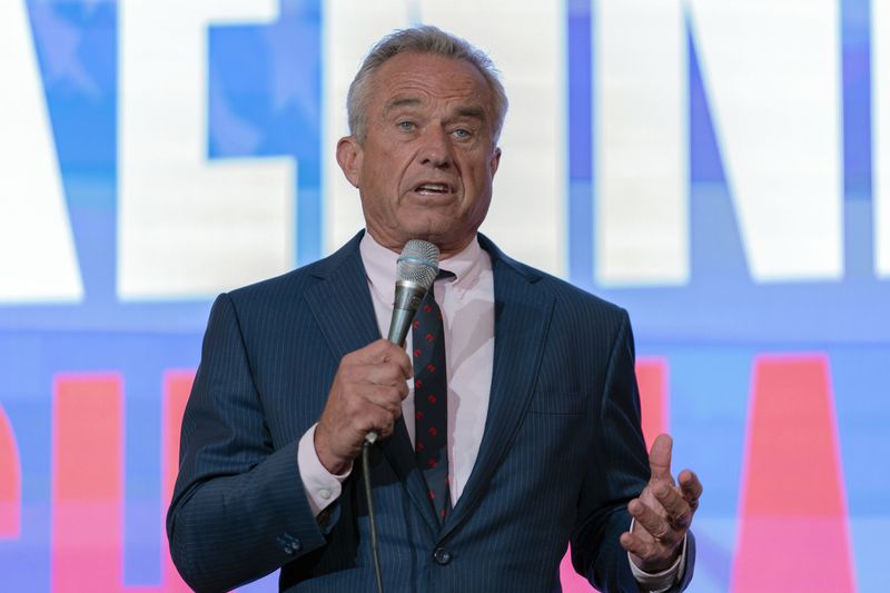 FILE - Independent presidential candidate Robert F. Kennedy Jr. speaks during the Libertarian National Convention at the Washington Hilton in Washington, May 24, 2024. (AP Photo/Jose Luis Magana, File)